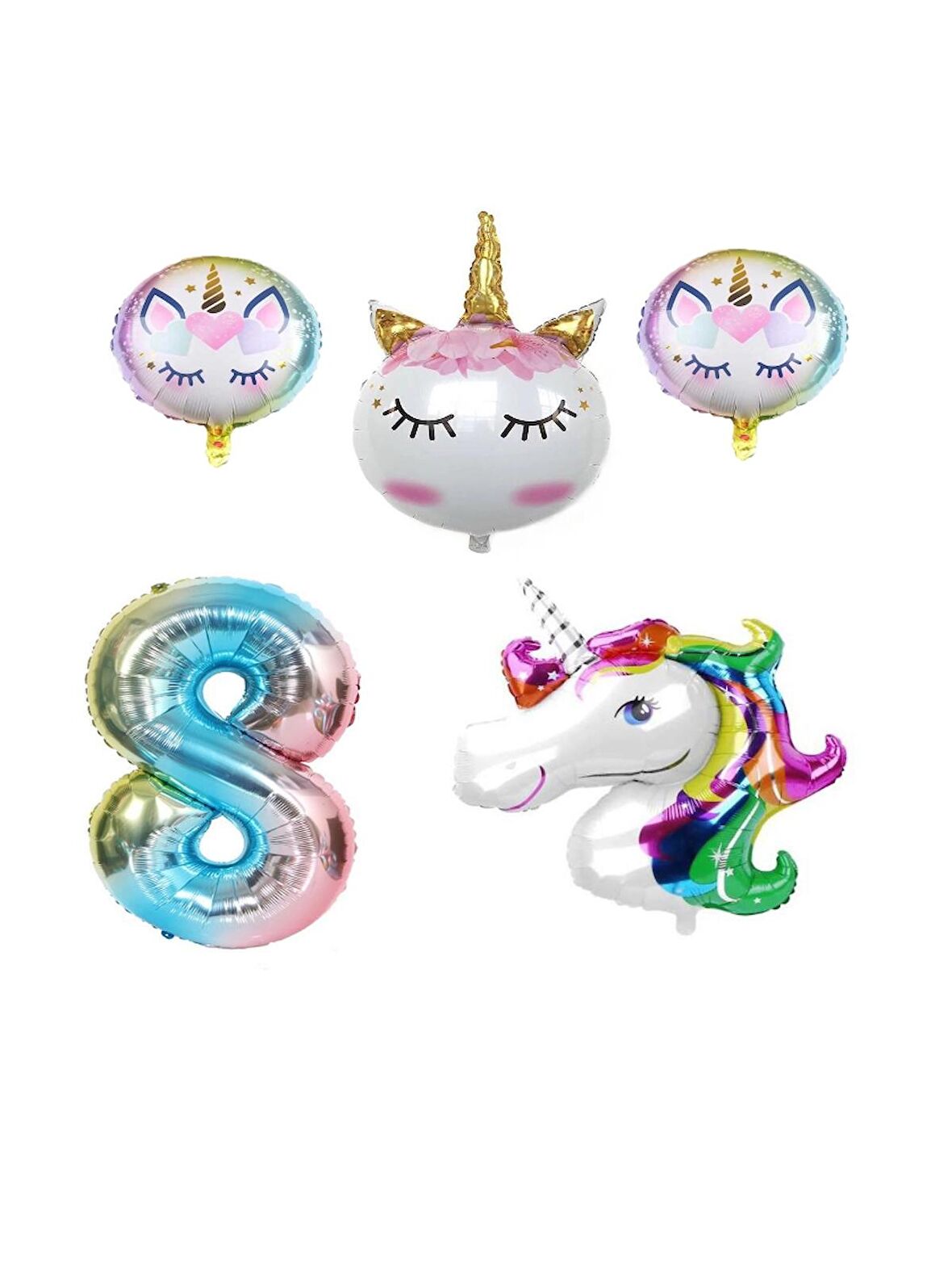 Unicorn Karakterli Rakamlı Doğum Günü Parti Seti Yaş 8