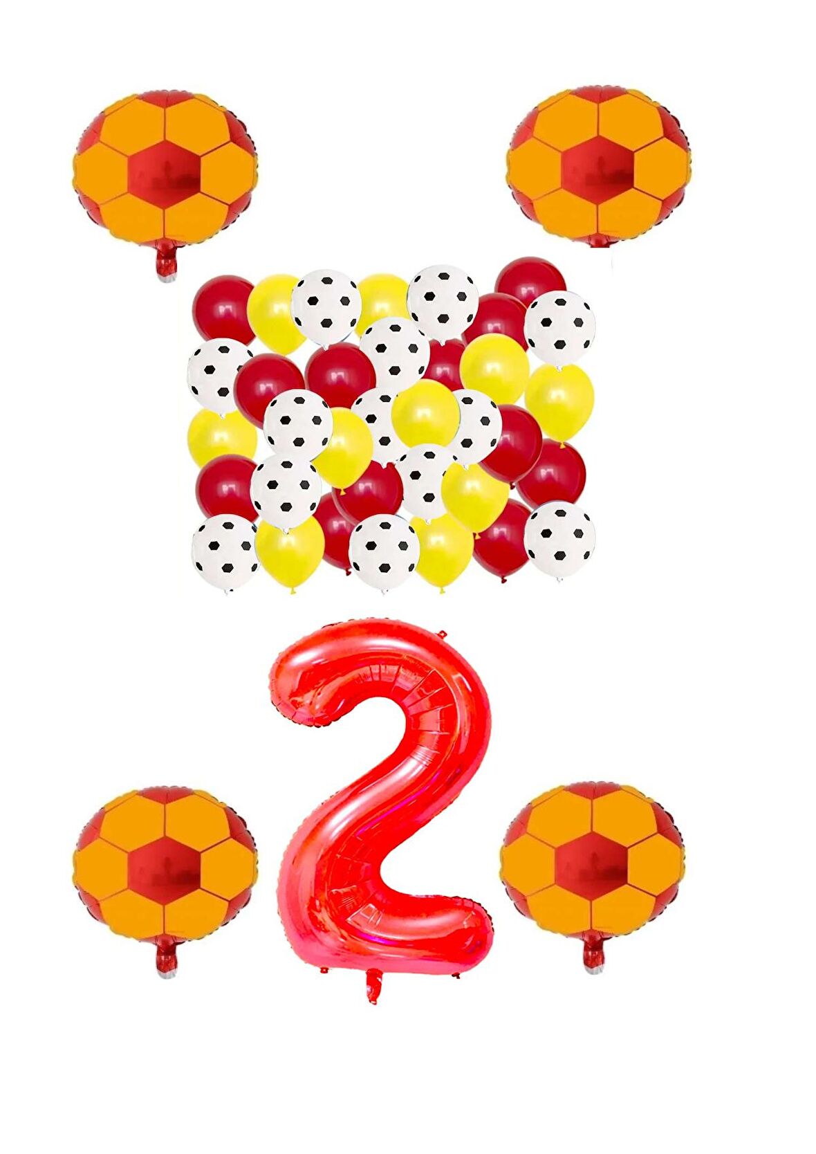 Sarı Kırmızı Taraftar Folyo Balon Doğum Günü Parti Seti Yaş 2