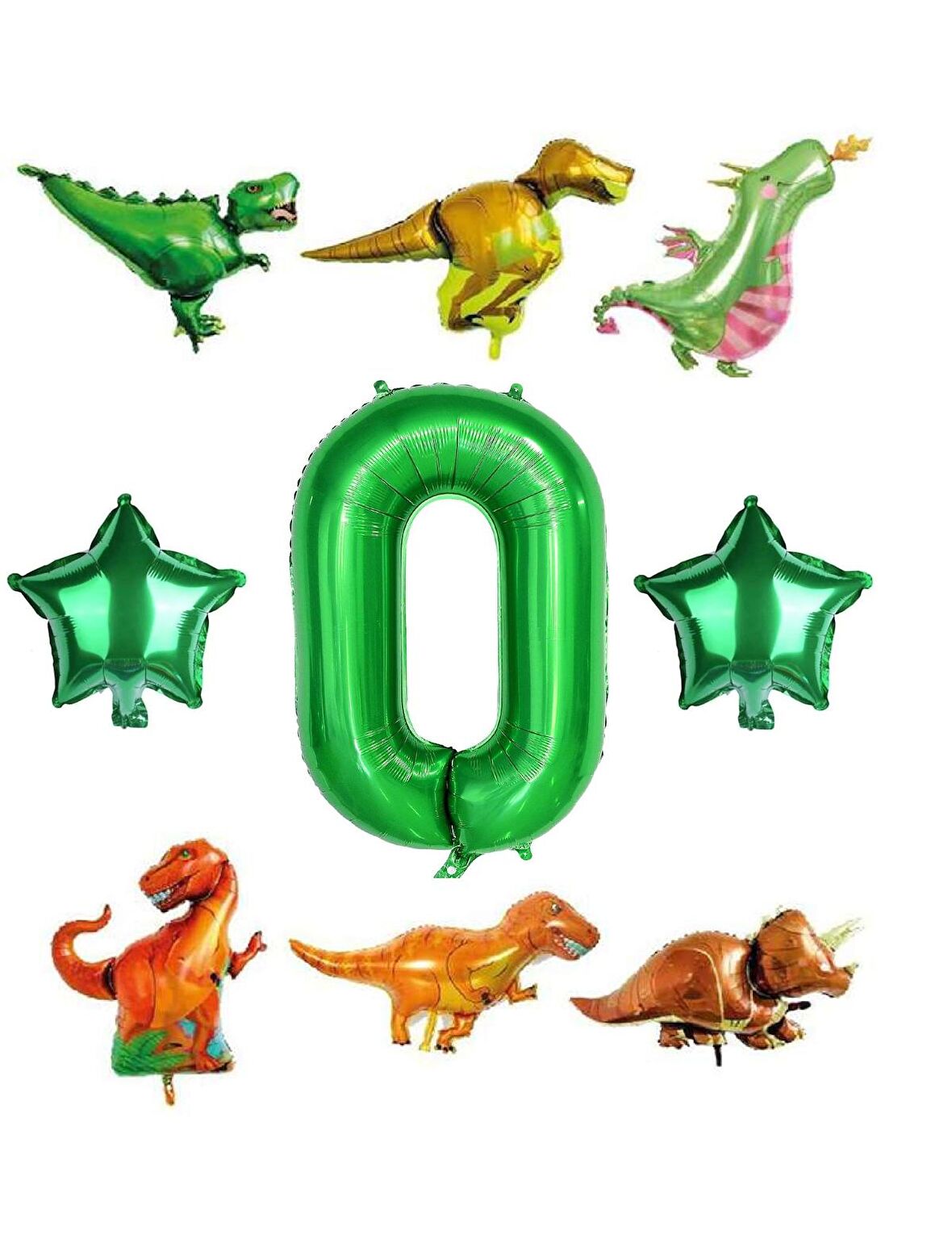 Safari Dinazor Hayvanlar Temalı Yeşil Rakam Folyo Balon Seti Yaş 0