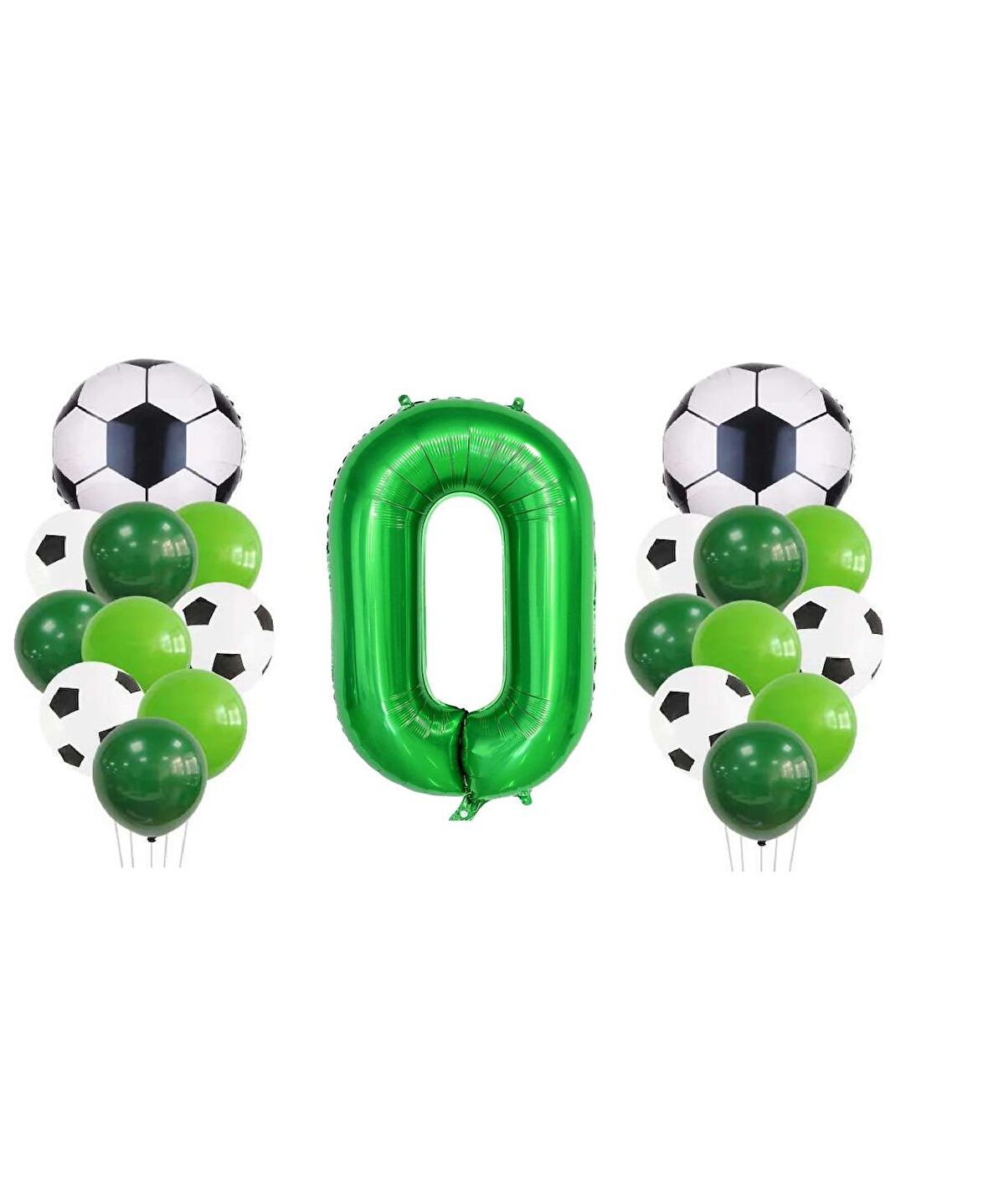 0 Yaş Futbol Temalı Yeşil Rakamlı Balon Seti