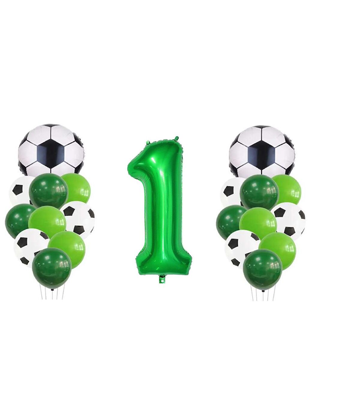 1 Yaş Futbol Temalı Yeşil Rakamlı Balon Seti