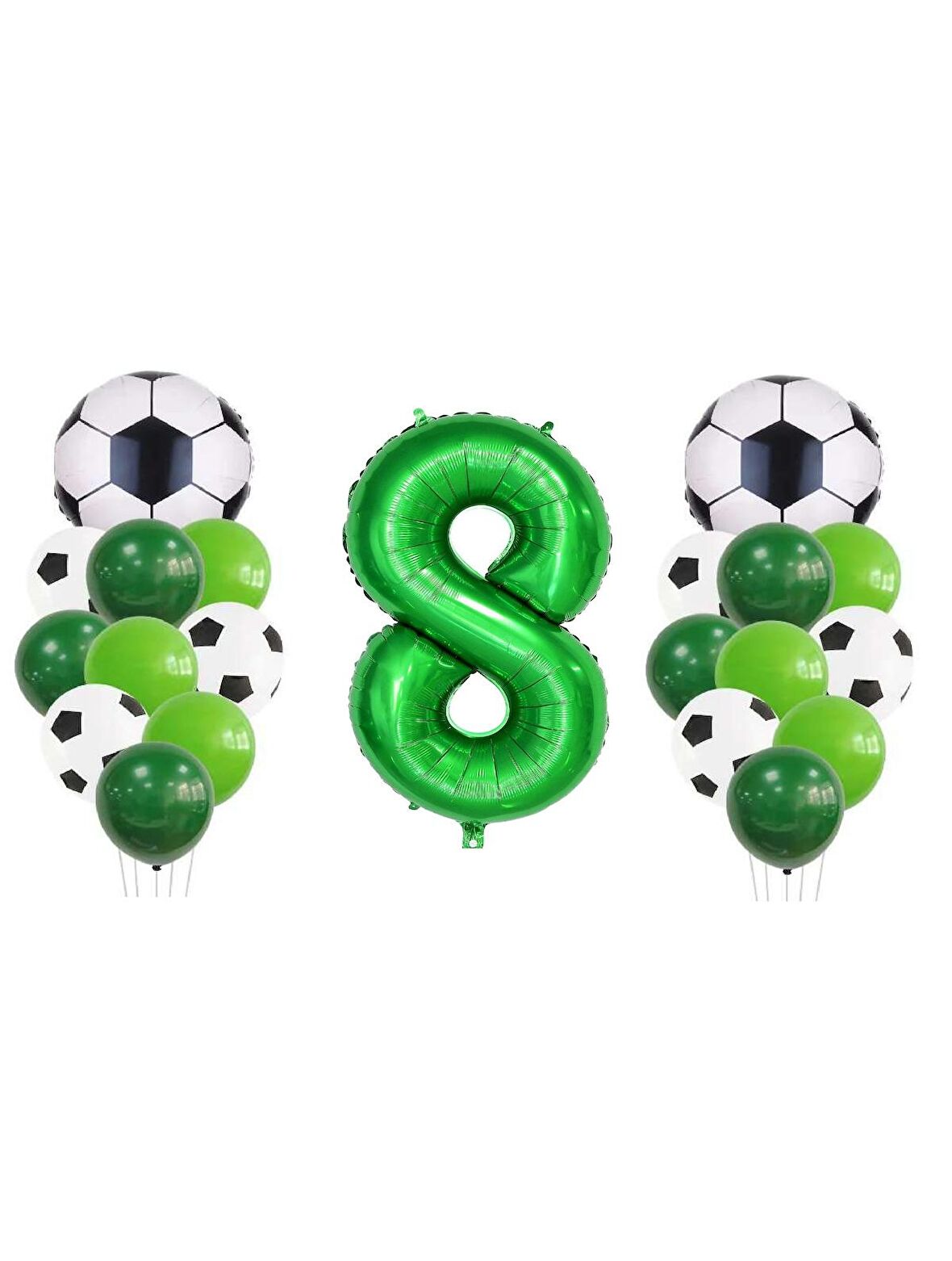 8 Yaş Futbol Temalı Yeşil Rakamlı Balon Seti
