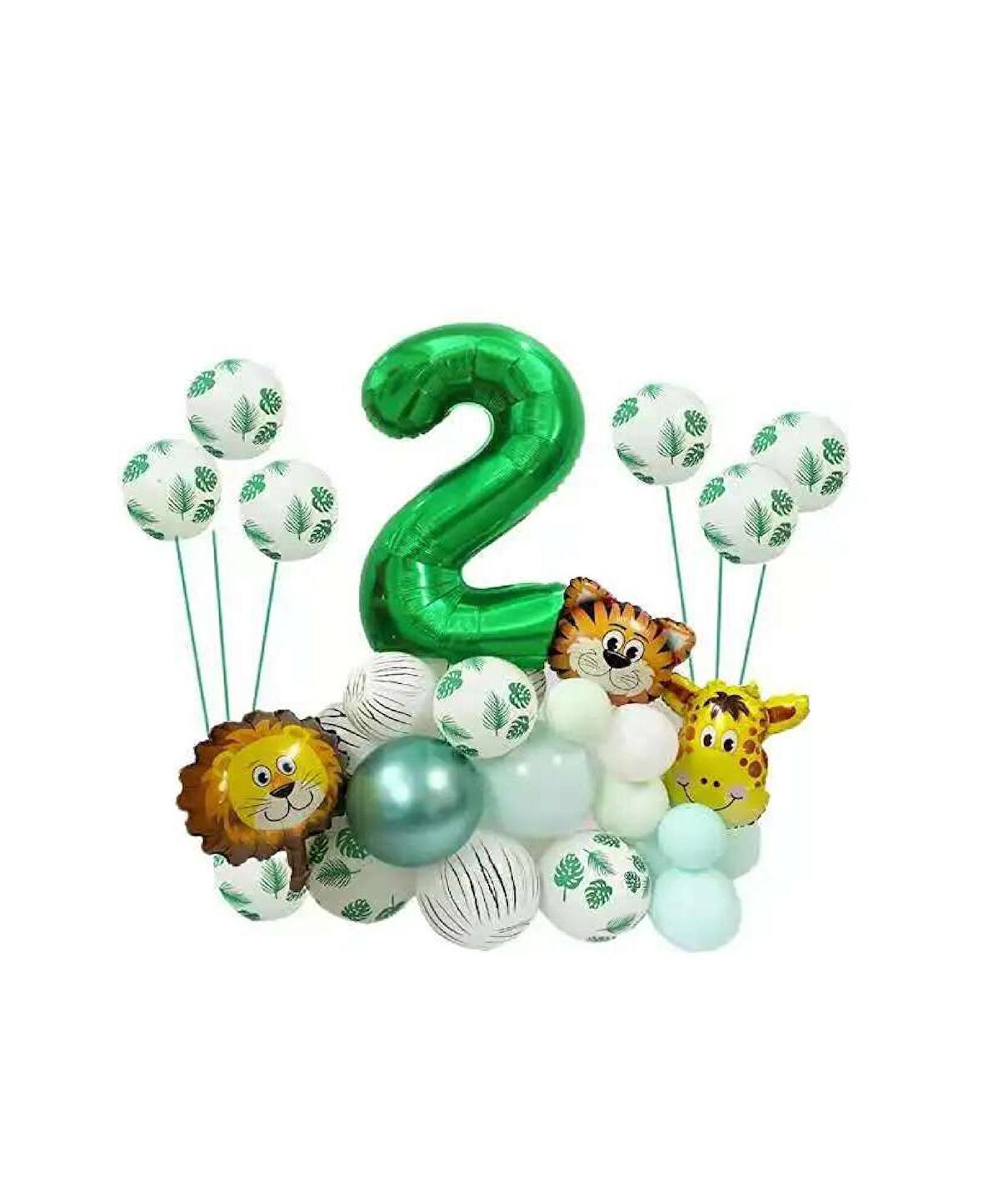 Safari Temalı Yeşil Rakamlı Folyo Balon Seti Yaş 2