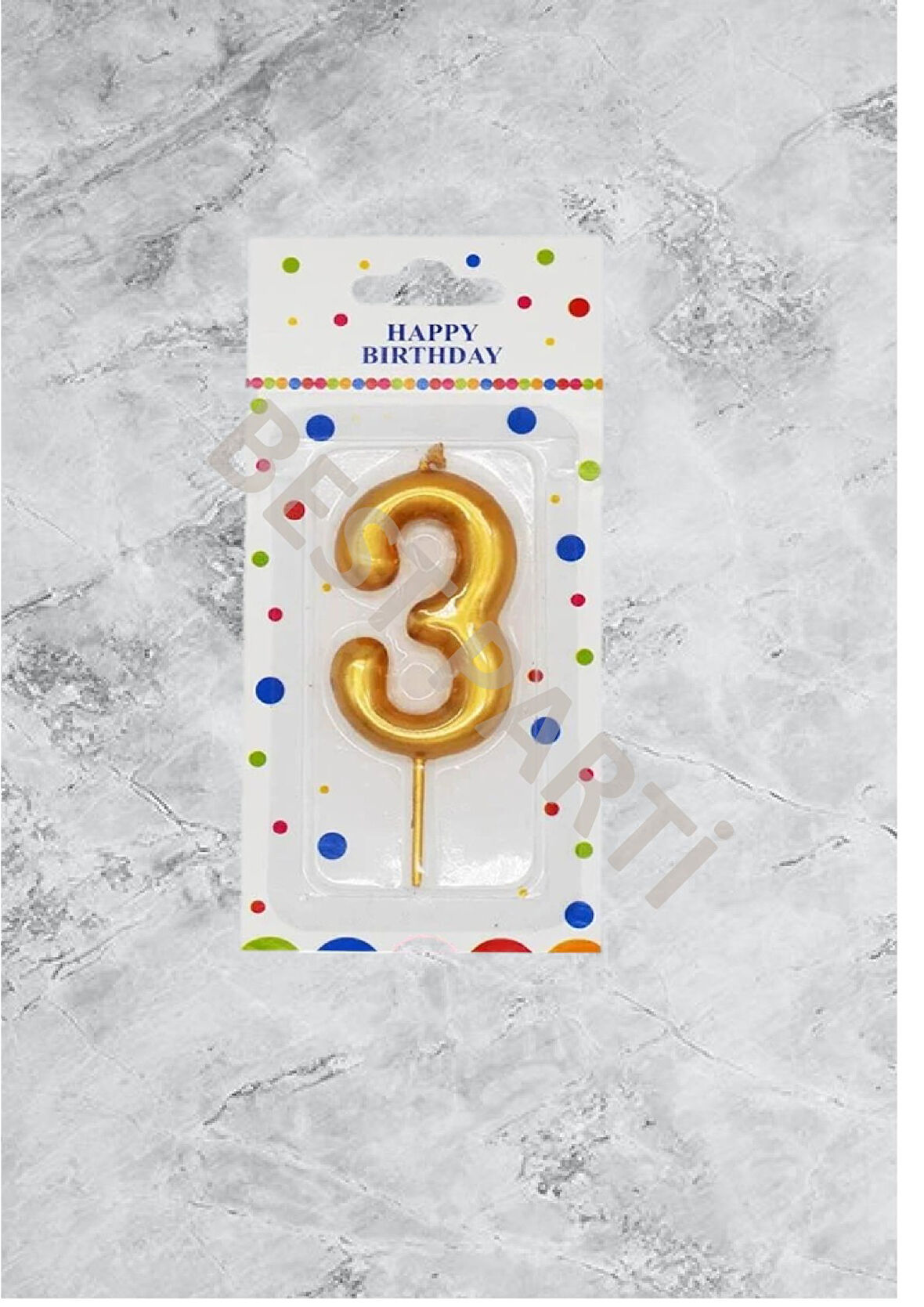 3 Rakamı Gold Renk Duğum Günü Pasta Mumu