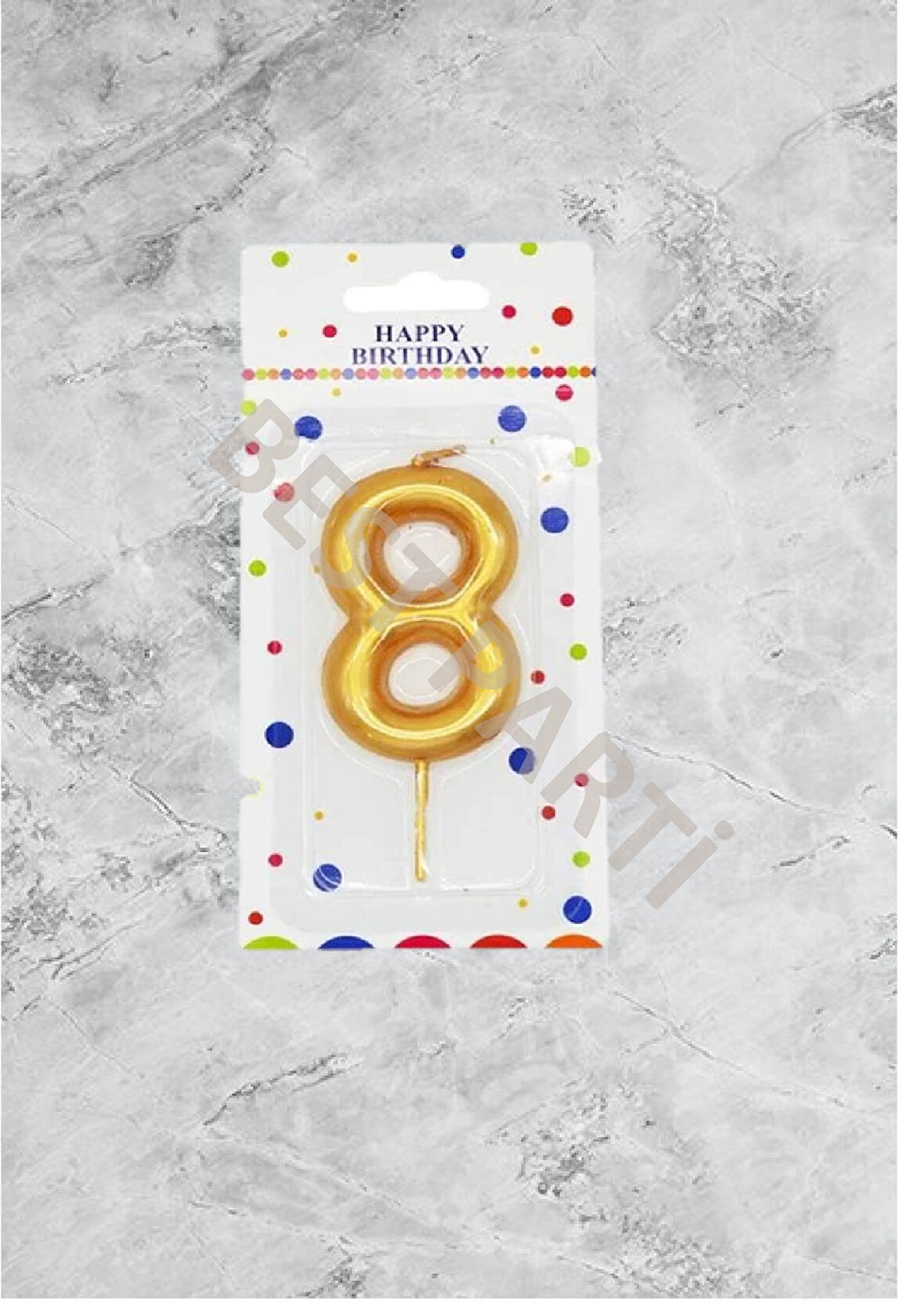 8 Rakamı Gold Renk Duğum Günü Pasta Mumu