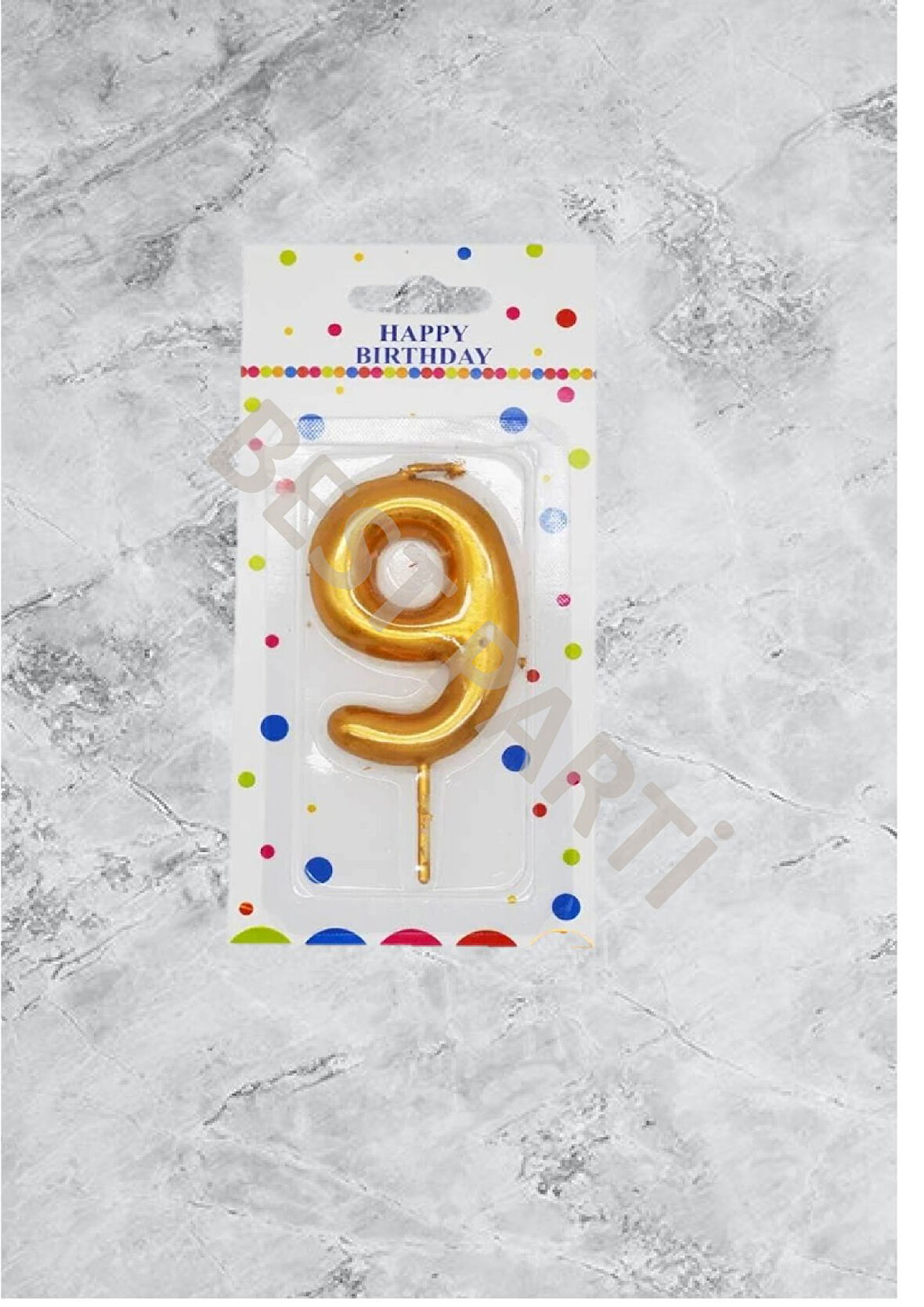 9 Rakamı Gold Renk Duğum Günü Pasta Mumu