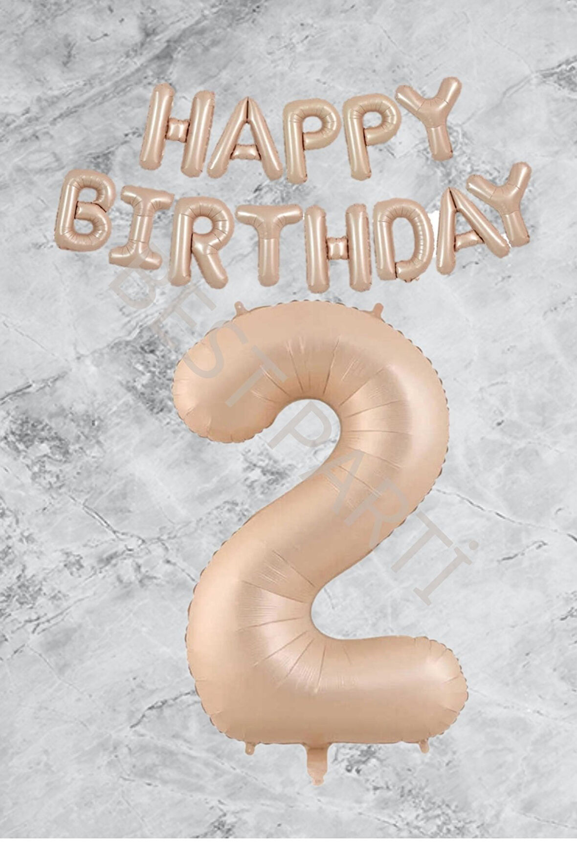 Kum Beji Happy Bırthday Rakam Folyo Balon Seti 2 Yaş