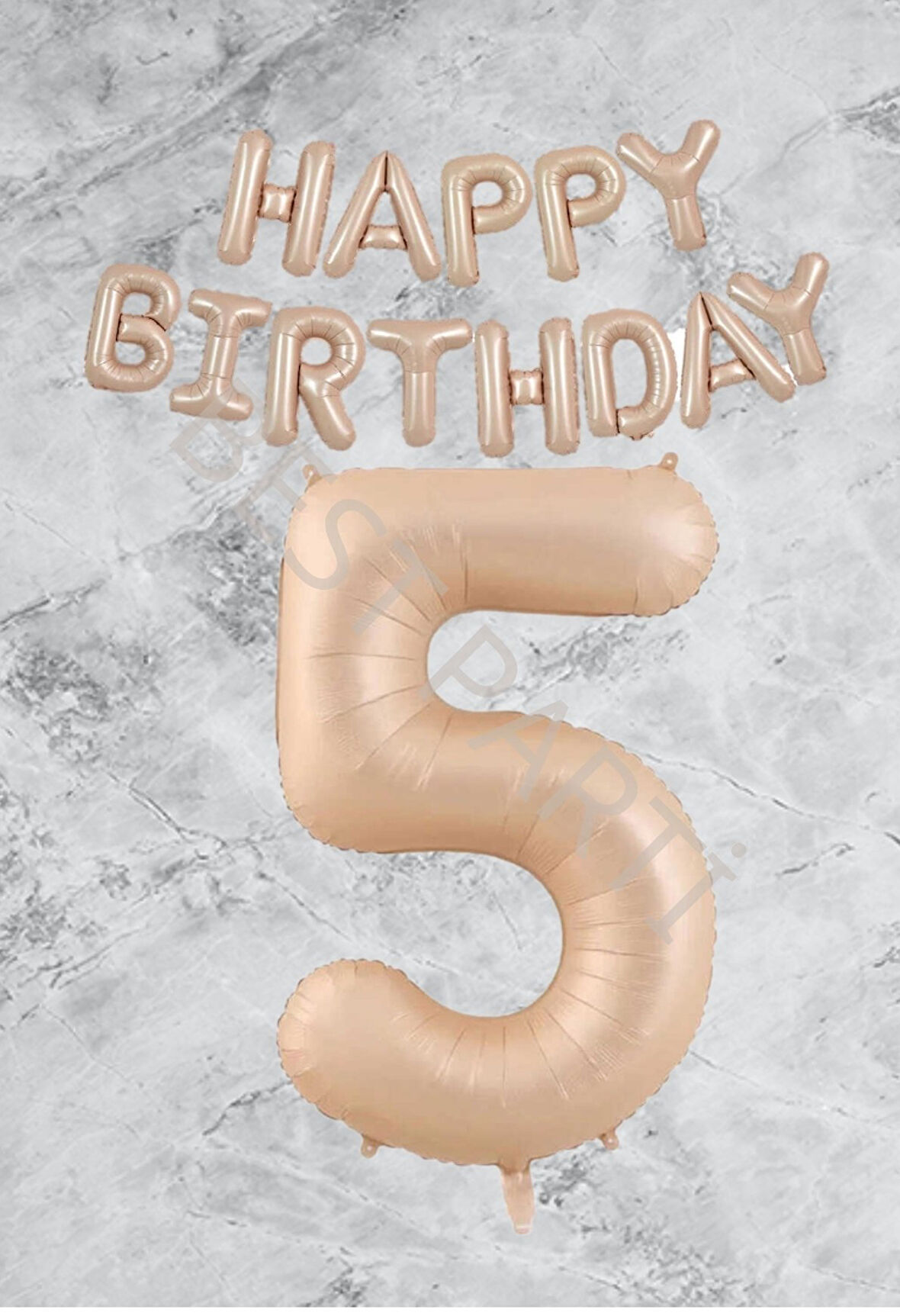 Kum Beji Happy Bırthday Rakam Folyo Balon Seti 5 Yaş