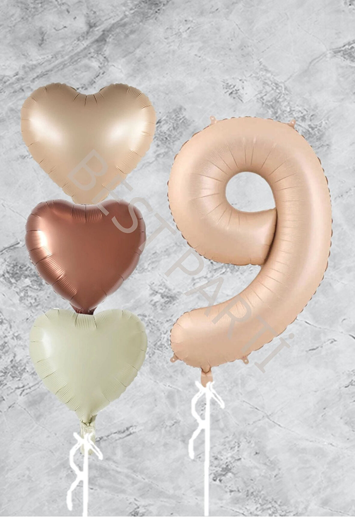 Kum Beji Kalp Rakam Folyo Balon Seti 9 Yaş