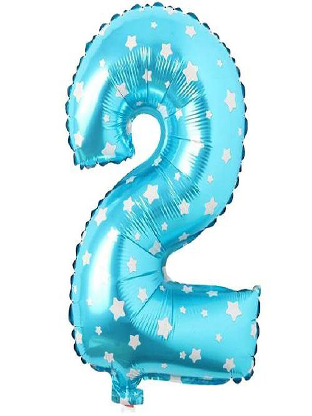 Puanlı Mavi Renk Rakam Folyo Balon 36 cm Yaş 2