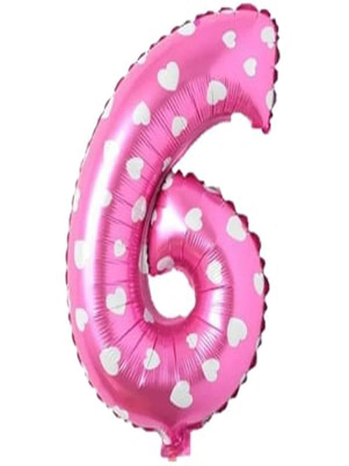 Puanlı Pembe Renk Rakam Folyo Balon 36 cm Yaş 6