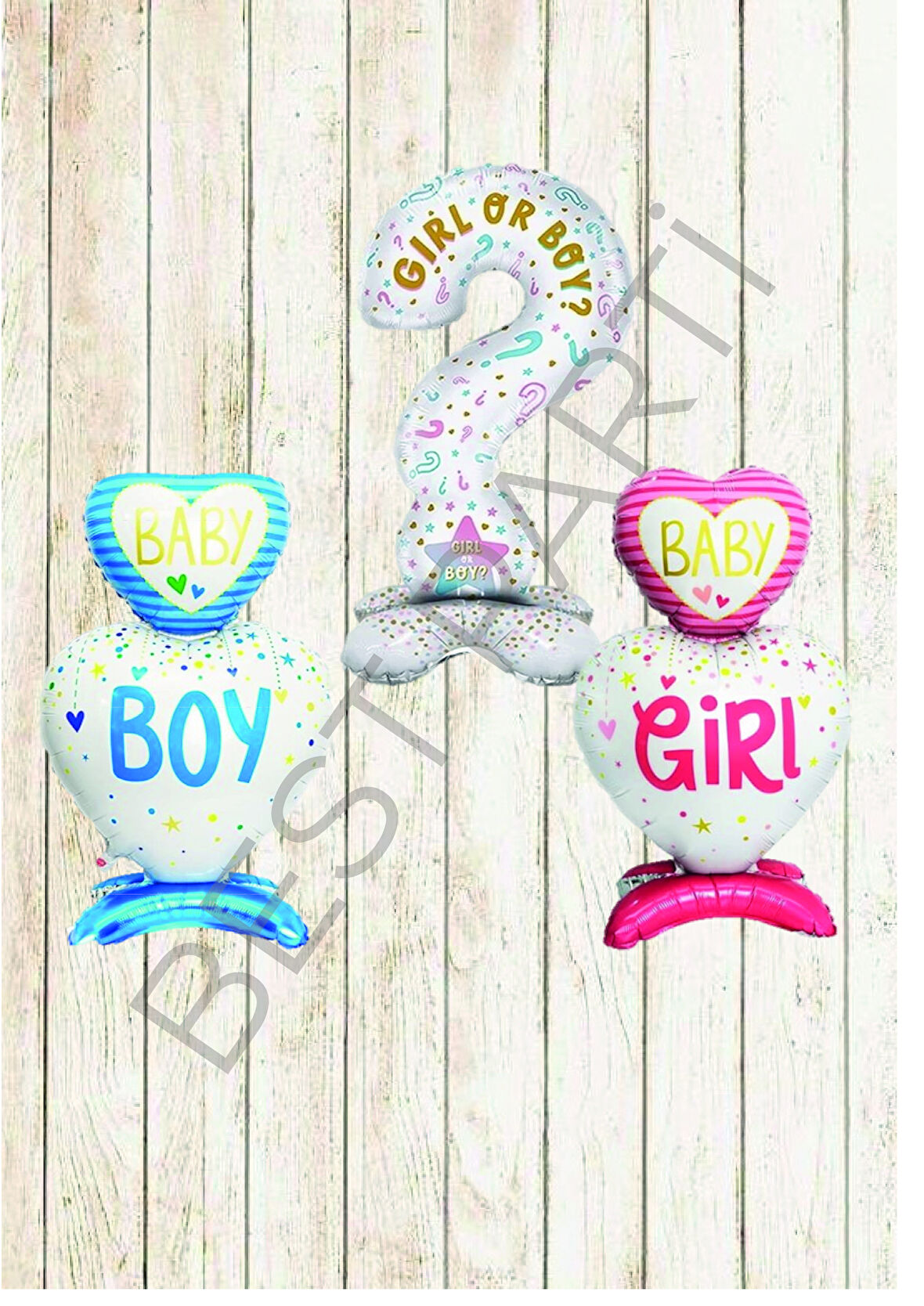 Ayaklı Gırl or Boy Pembe Girl - Mavi Boy 3'lü Folyo Balon Seti