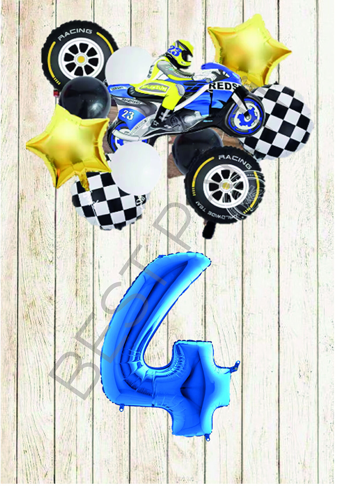 Motorsiklet Mavi Temalı Doğum Günü Seti Yaş-4