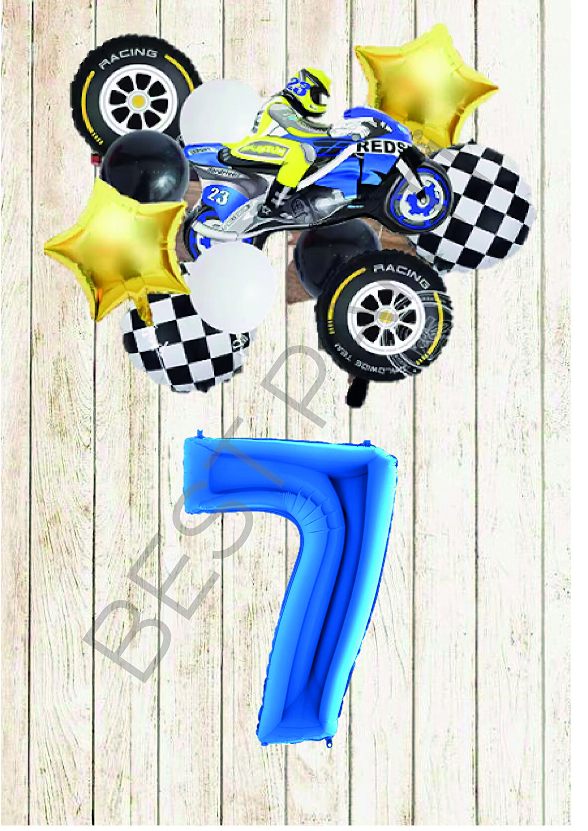 Motorsiklet Mavi Temalı Doğum Günü Seti Yaş-7