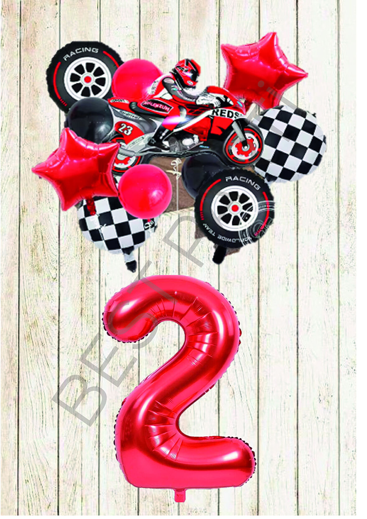 Motorsiklet Kırmızı Temalı Doğum Günü Seti Yaş-2
