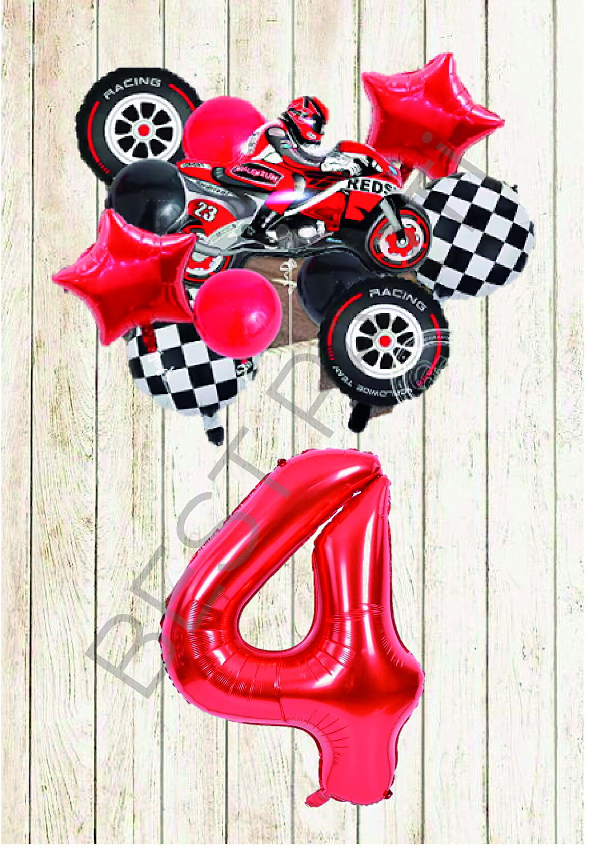 Motorsiklet Kırmızı Temalı Doğum Günü Seti Yaş-4