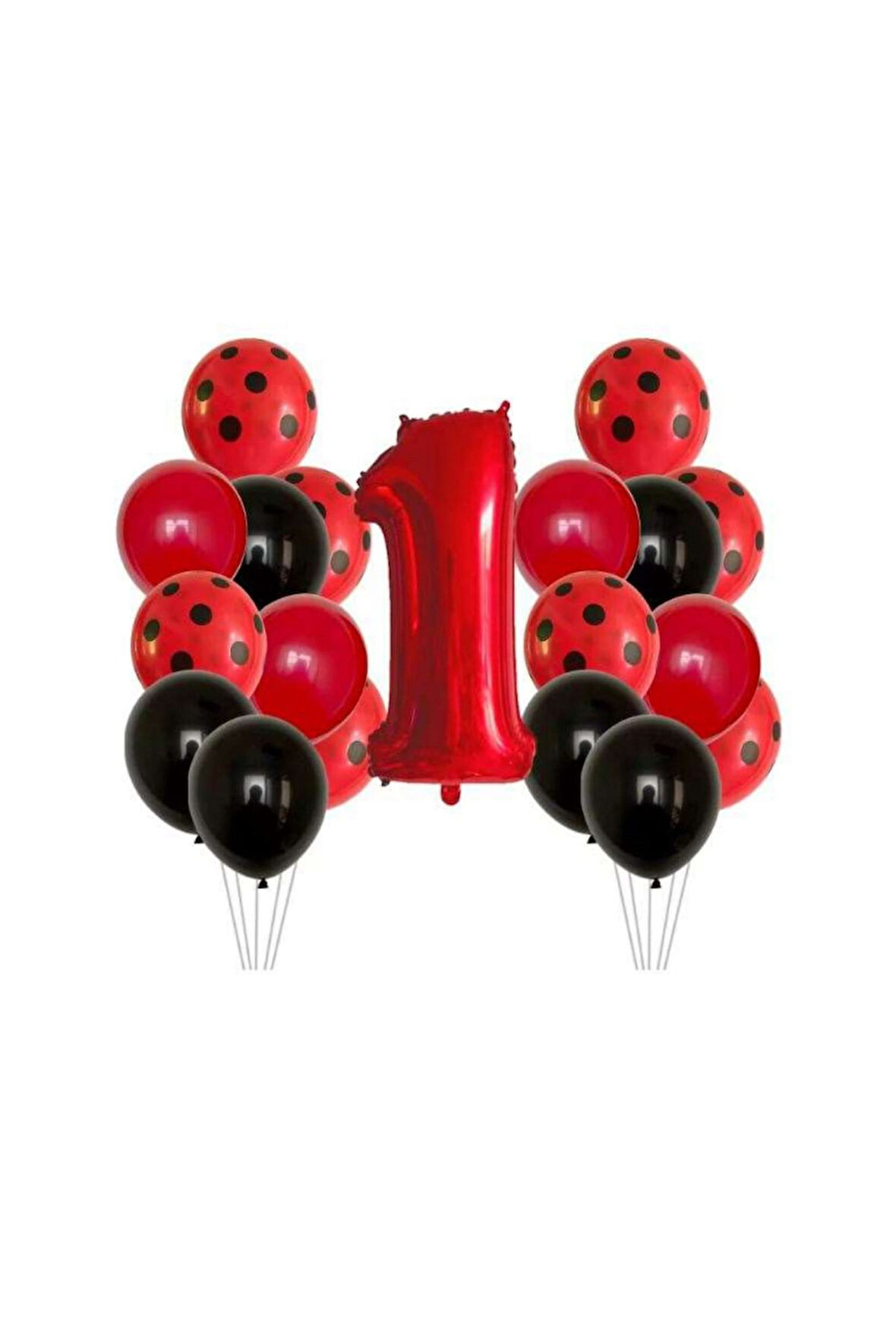 Best Kırmızı Rakam ve Puanlı Baskılı Pastel Balon Seti Yaş 1