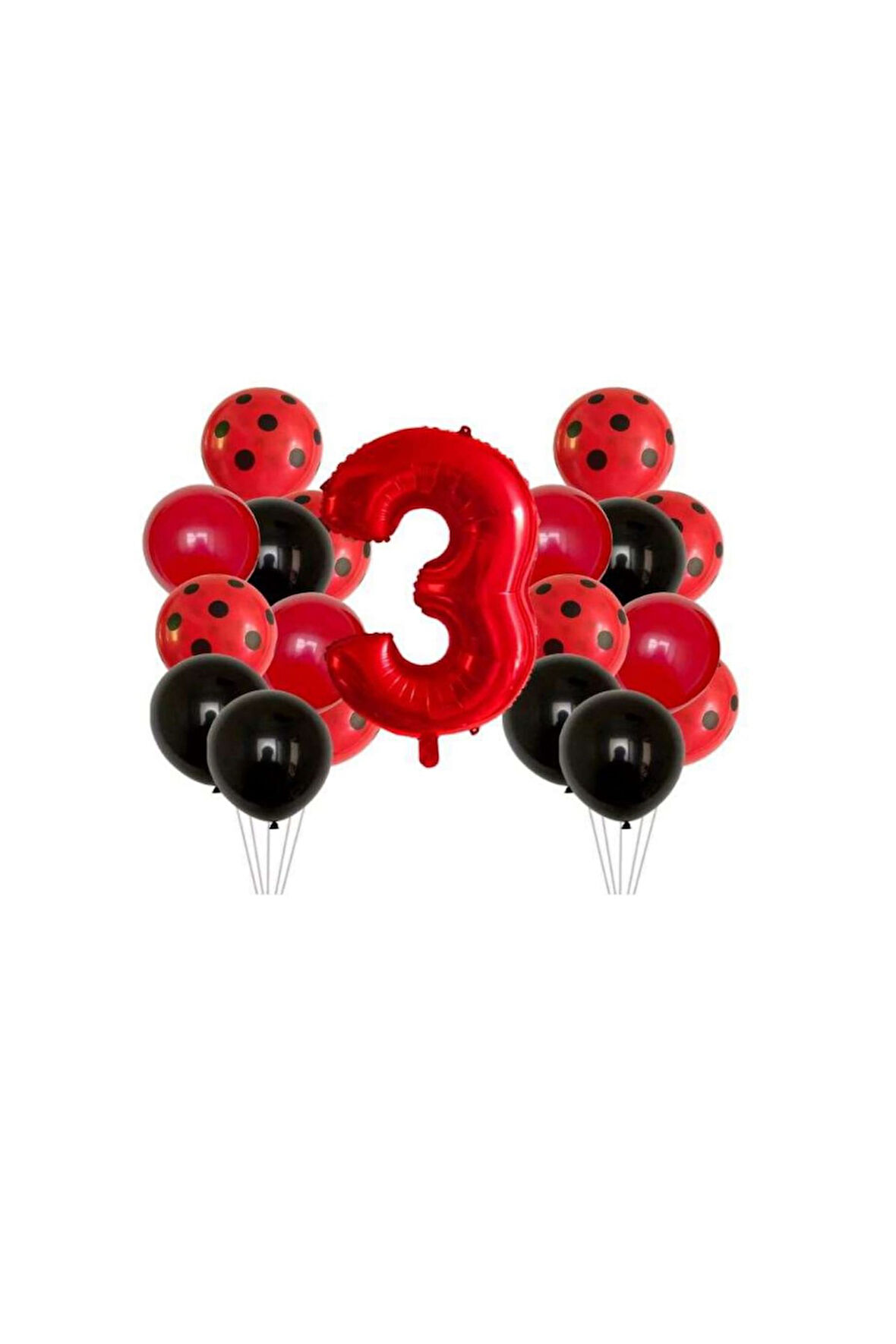 Best Kırmızı Rakam ve Puanlı Baskılı Pastel Balon Seti Yaş 3