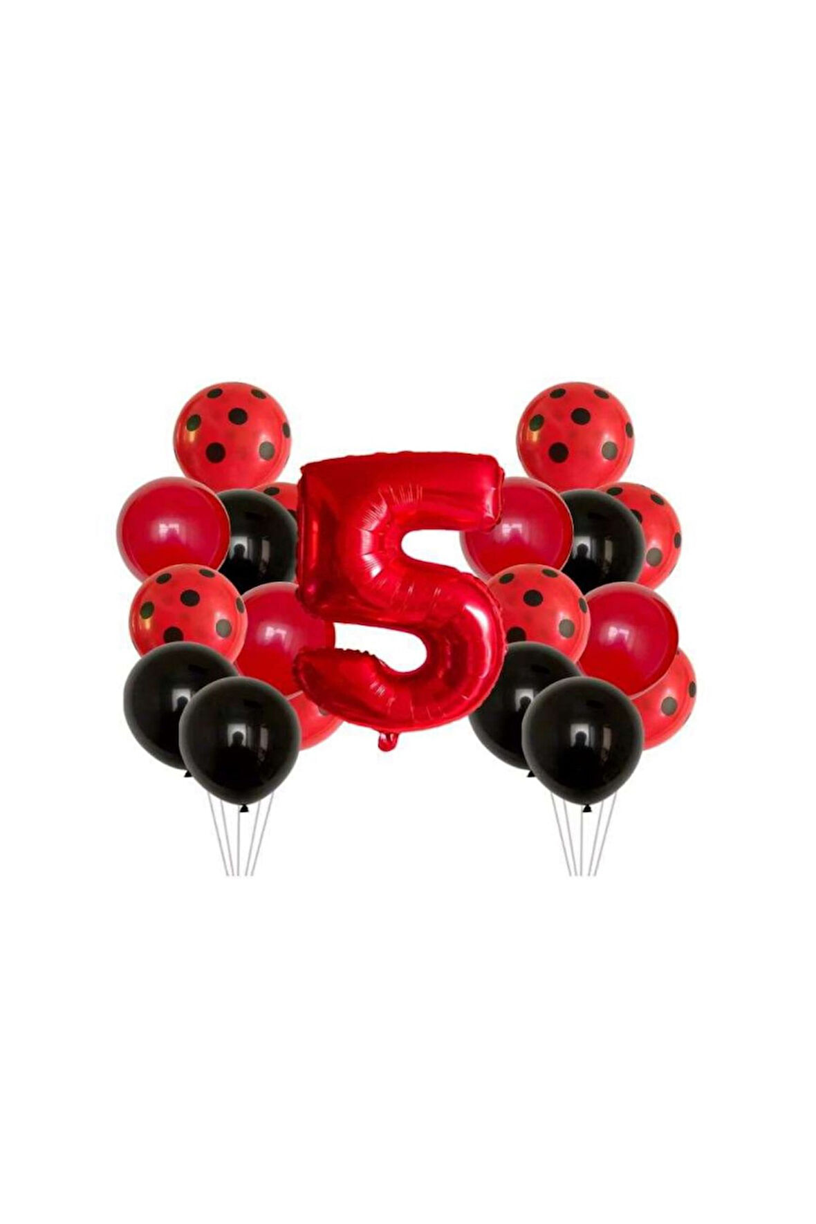 Best Kırmızı Rakam ve Puanlı Baskılı Pastel Balon Seti Yaş 5