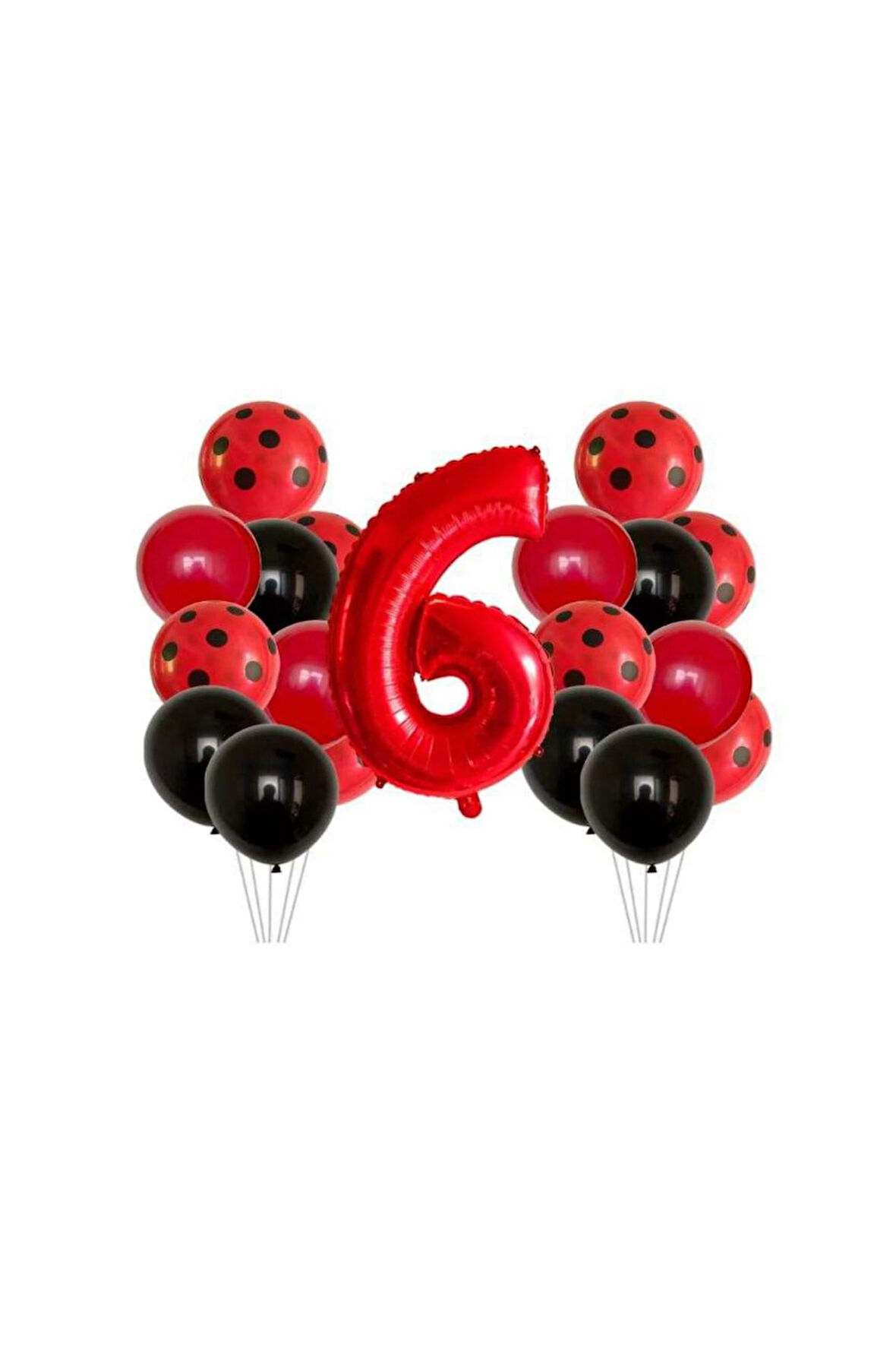 Best Kırmızı Rakam ve Puanlı Baskılı Pastel Balon Seti Yaş 6