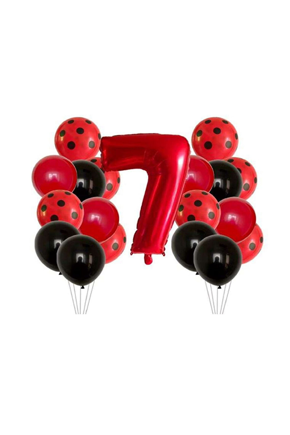Best Kırmızı Rakam ve Puanlı Baskılı Pastel Balon Seti Yaş 7