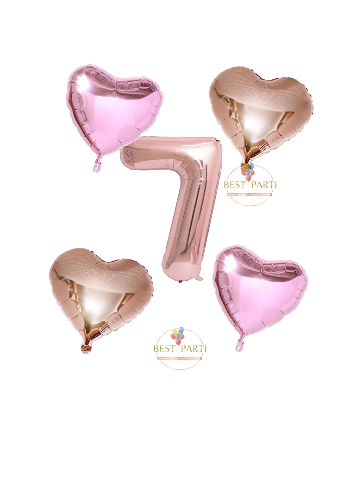 Best Rose Gold Rakam Kalp ve Pembe Kalp Folyo Balon Seti Yaş 7