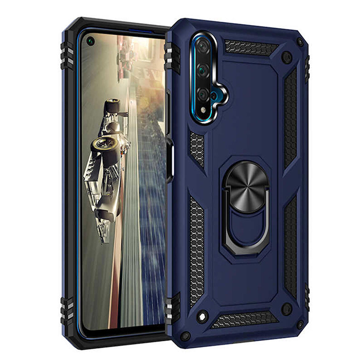 Huawei Honor 20 Uyumlu Kılıf Standlı Manyetik Yüzüklü Military Ring TPU Cover