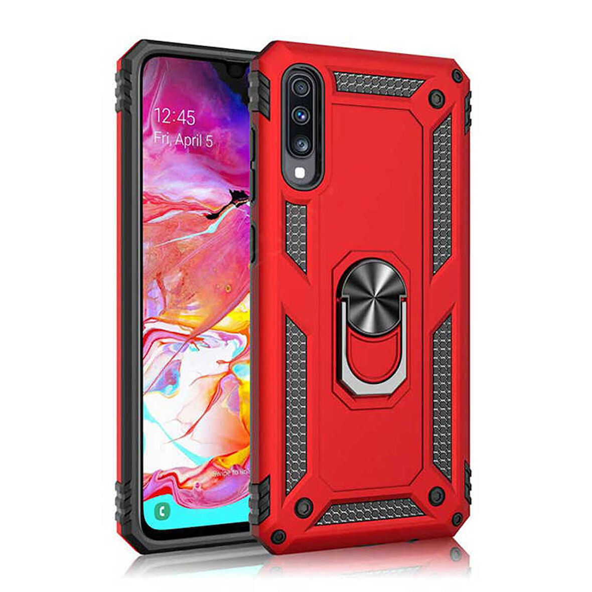 Huawei P Smart Pro 2019 Uyumlu Kılıf Standlı Manyetik Yüzüklü Military Ring TPU Cover