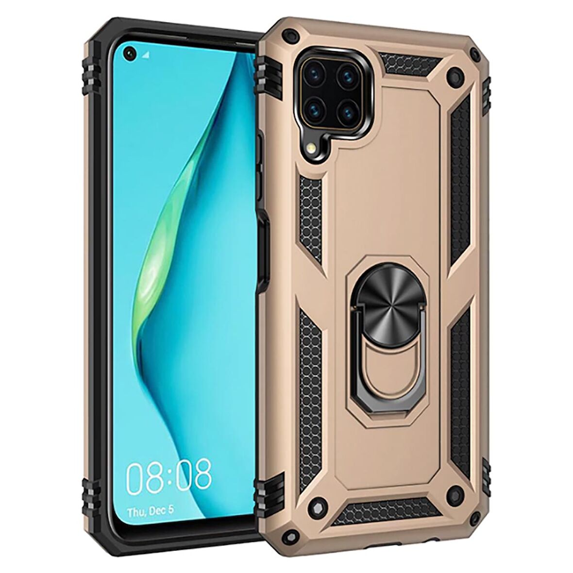 Huawei P40 Lite Uyumlu Kılıf Standlı Manyetik Yüzüklü Military Ring TPU Cover