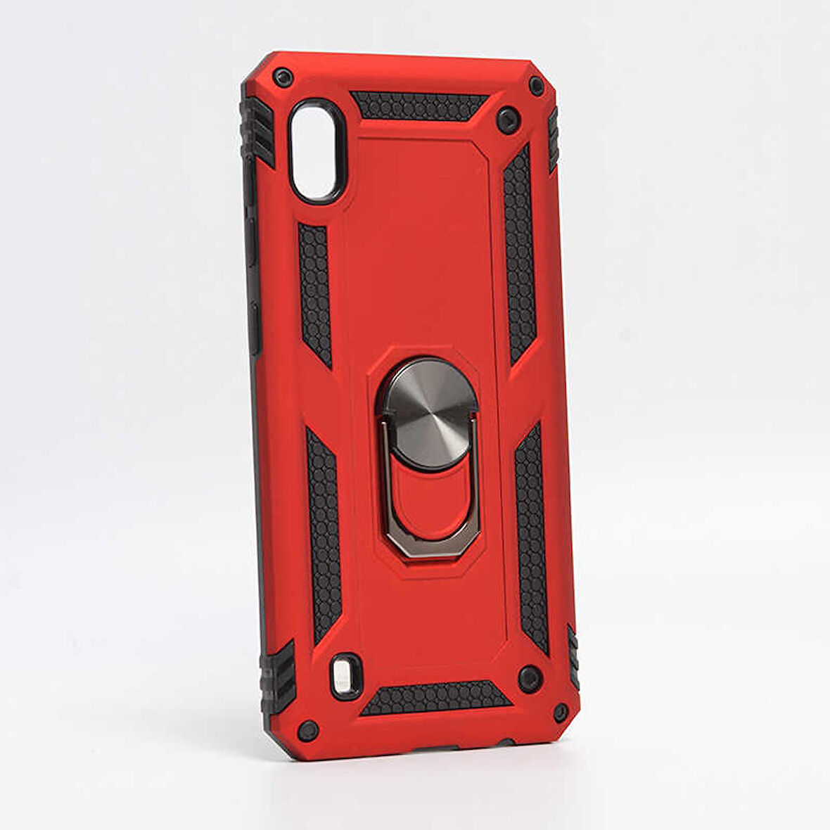 Samsung Galaxy A10 Uyumlu Kılıf Standlı Manyetik Yüzüklü Military Ring TPU Cover
