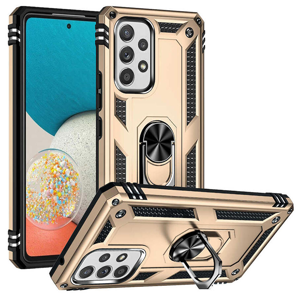 Samsung Galaxy A53 5G Uyumlu Kılıf Standlı Manyetik Yüzüklü Military Ring TPU Cover