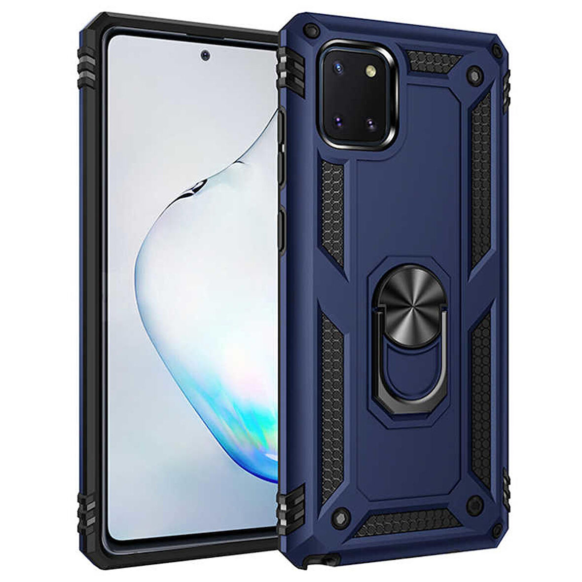 Samsung Galaxy A81 Uyumlu Kılıf Standlı Manyetik Yüzüklü Military Ring TPU Cover