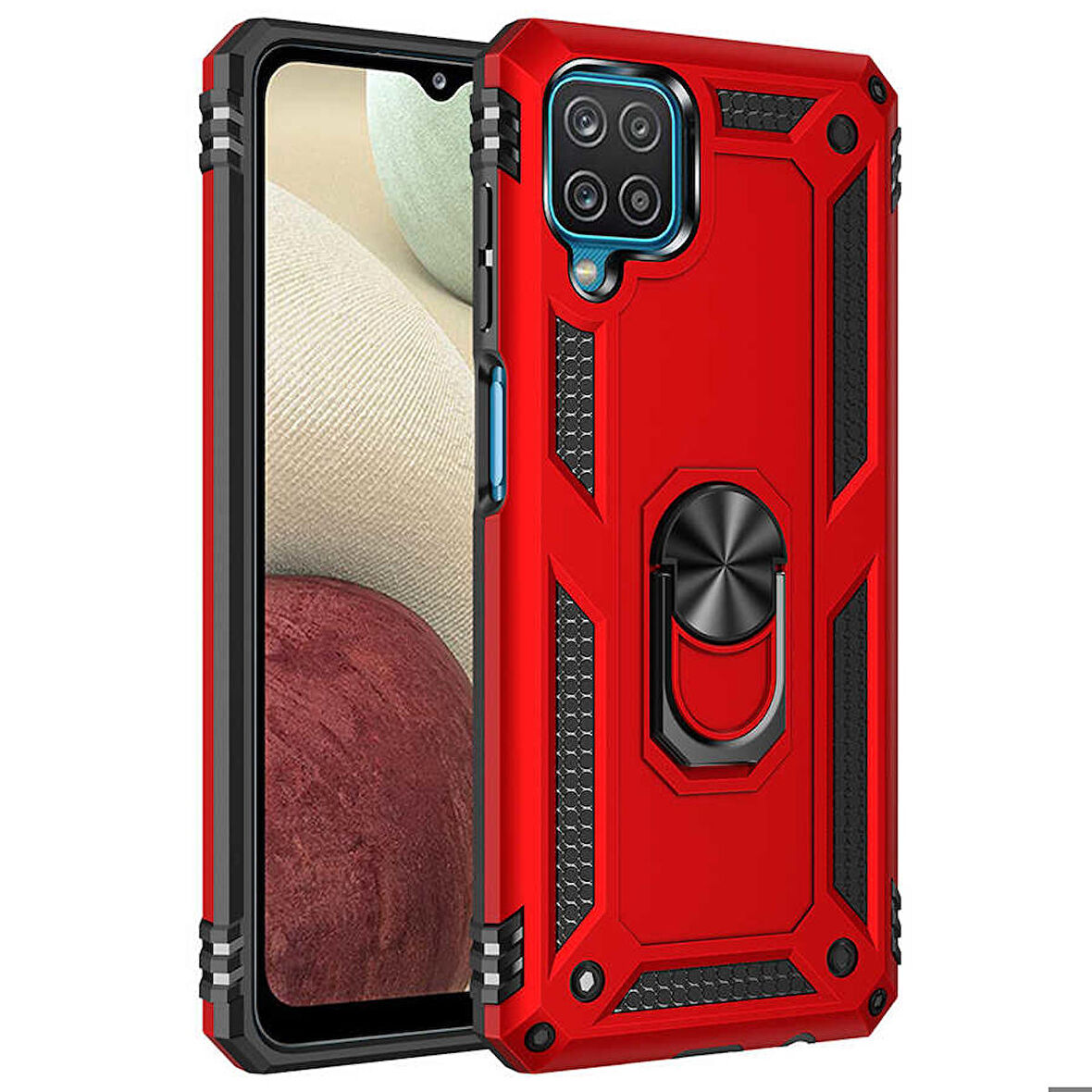 Samsung Galaxy M22 Uyumlu Kılıf Standlı Manyetik Yüzüklü Military Ring TPU Cover