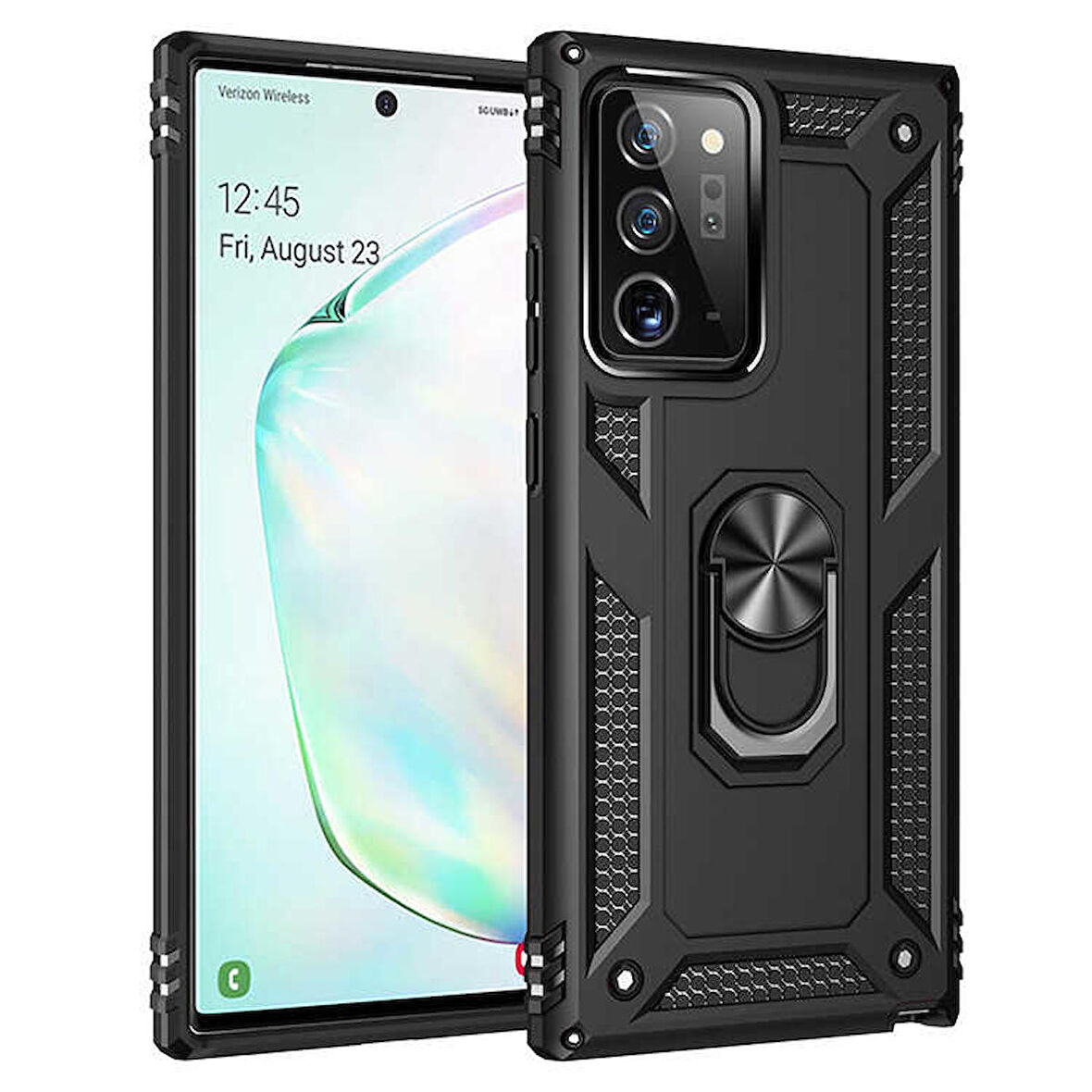 Samsung Galaxy Note 20 Ultra Uyumlu Kılıf Standlı Manyetik Yüzüklü Military Ring TPU Cover