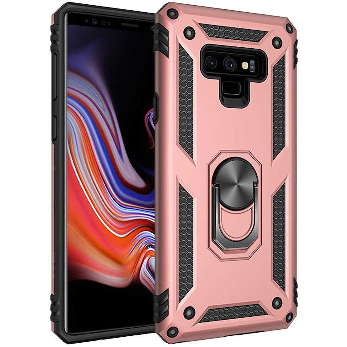 Samsung Galaxy Note 9 Uyumlu Kılıf Standlı Manyetik Yüzüklü Military Ring TPU Cover