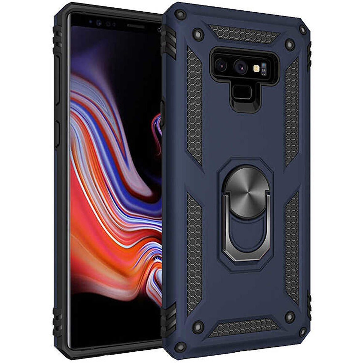 Samsung Galaxy Note 9 Uyumlu Kılıf Standlı Manyetik Yüzüklü Military Ring TPU Cover