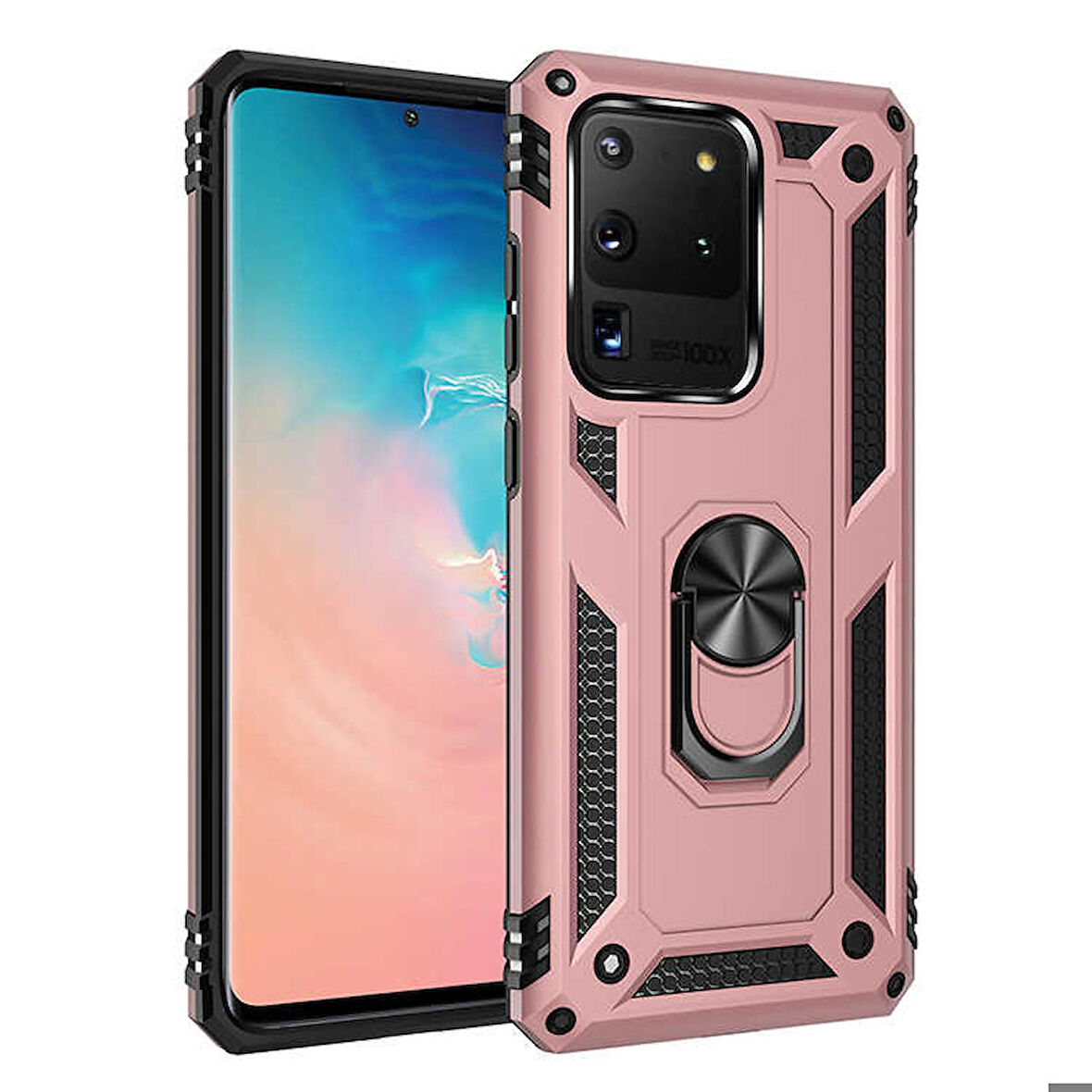 Samsung Galaxy S20 Ultra Uyumlu Kılıf Standlı Manyetik Yüzüklü Military Ring TPU Cover