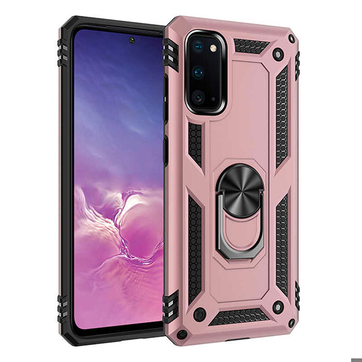 Samsung Galaxy S20 Uyumlu Kılıf Standlı Manyetik Yüzüklü Military Ring TPU Cover