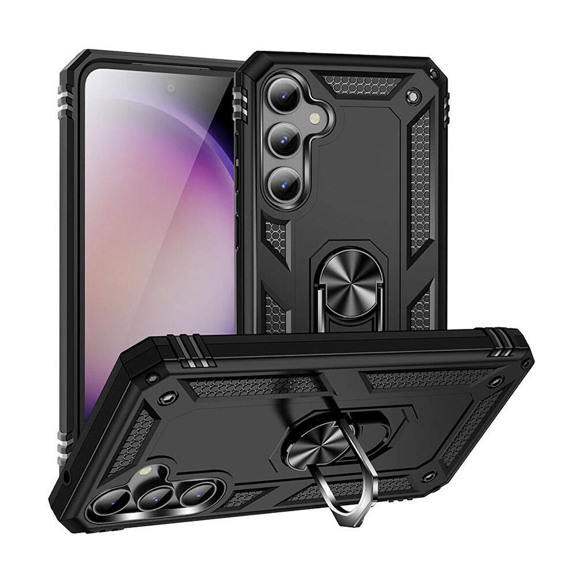 Samsung Galaxy S23 FE Uyumlu Kılıf Standlı Manyetik Yüzüklü Military Ring TPU Cover