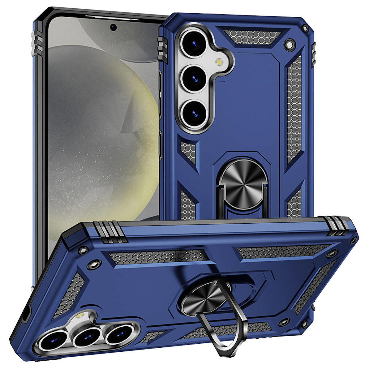Samsung Galaxy S24 Plus Uyumlu Kılıf Standlı Manyetik Yüzüklü Military Ring TPU Cover