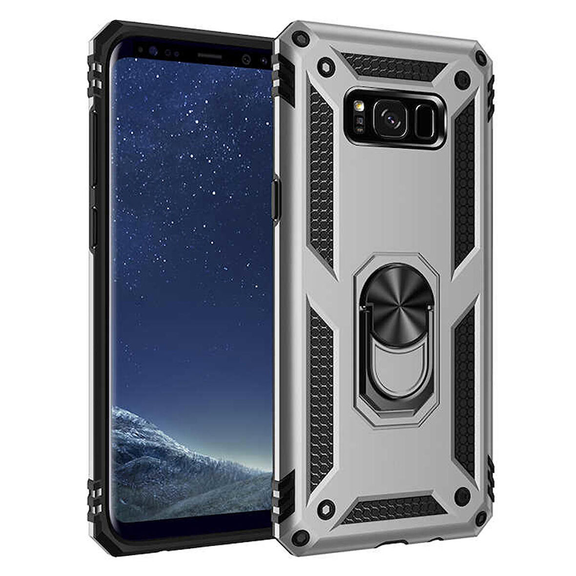 Samsung Galaxy S8 Plus Uyumlu Kılıf Standlı Manyetik Yüzüklü Military Ring TPU Cover