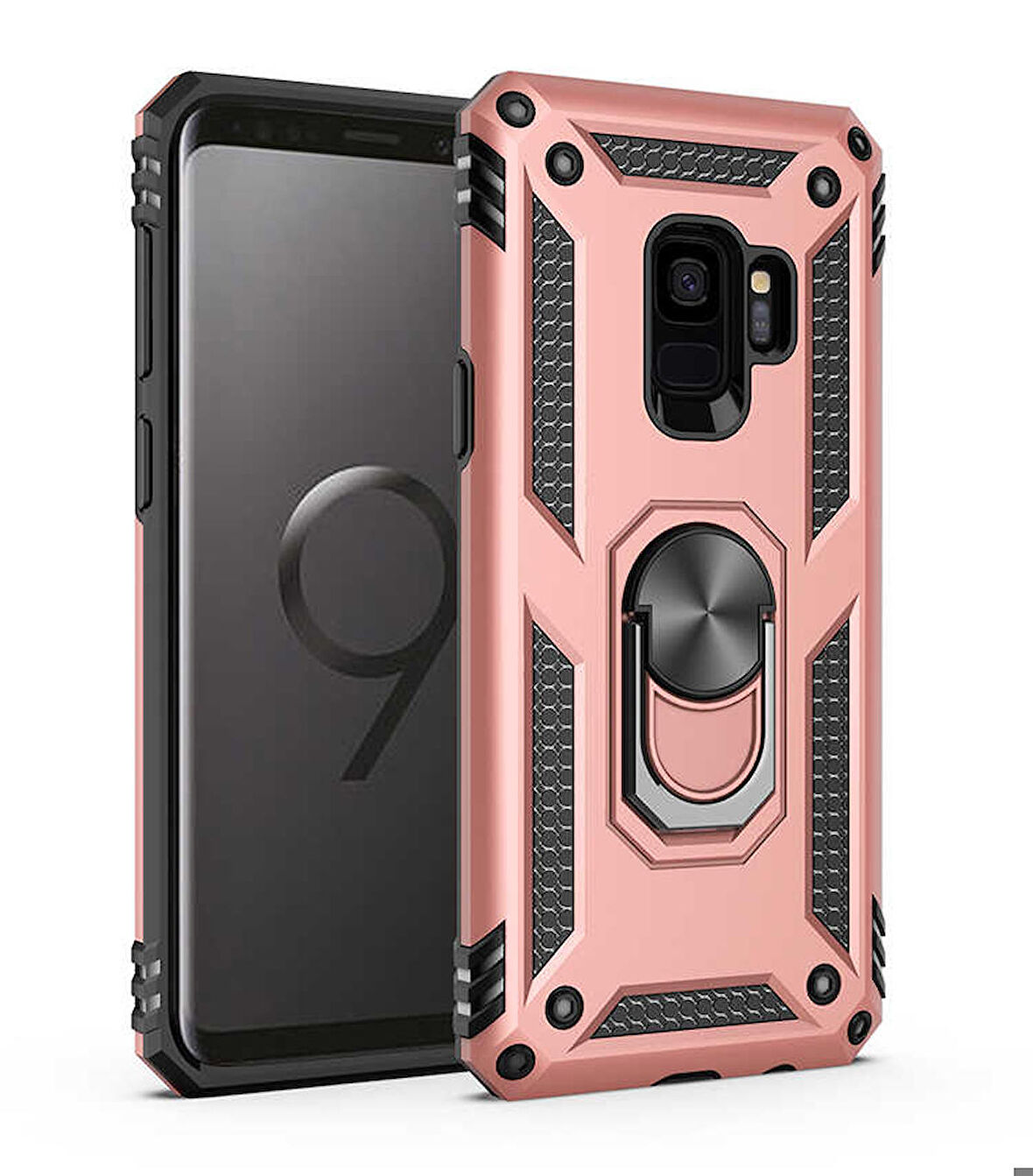 Samsung Galaxy S9 Uyumlu Kılıf Standlı Manyetik Yüzüklü Military Ring TPU Cover