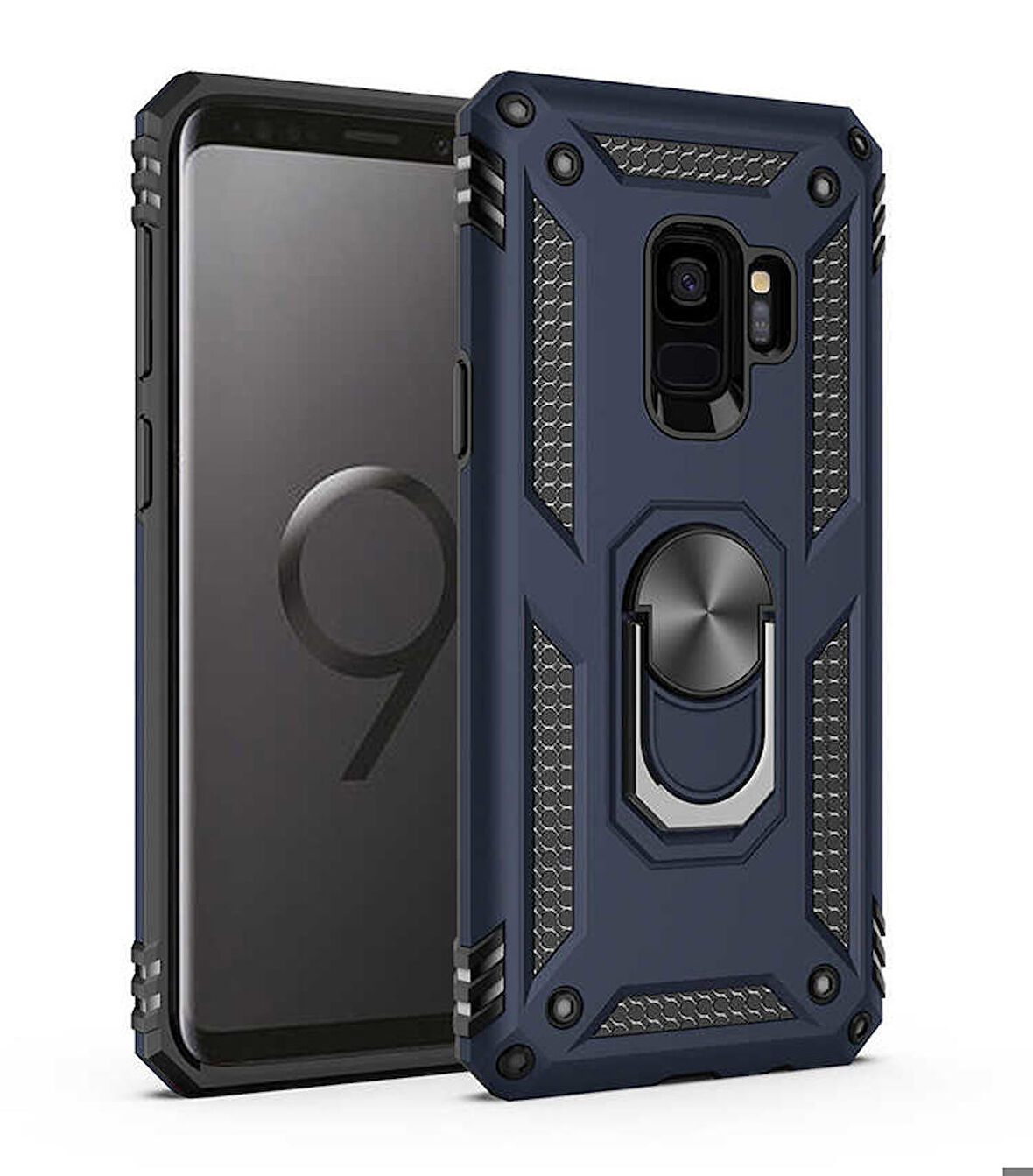 Samsung Galaxy S9 Uyumlu Kılıf Standlı Manyetik Yüzüklü Military Ring TPU Cover