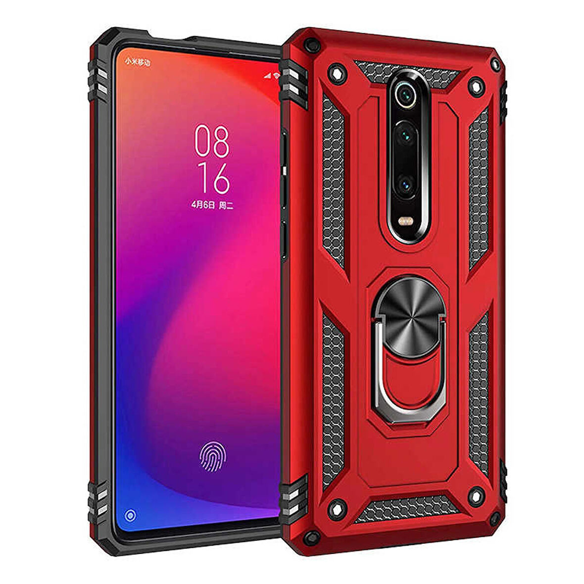 Xiaomi Mi 9T Uyumlu Kılıf Standlı Manyetik Yüzüklü Military Ring TPU Cover