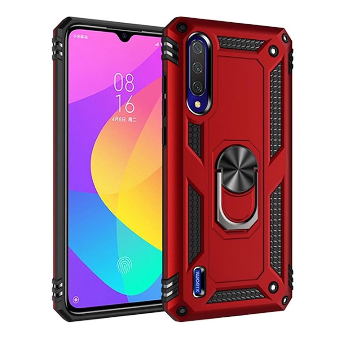 Xiaomi Mi A3 Uyumlu Kılıf Standlı Manyetik Yüzüklü Military Ring TPU Cover