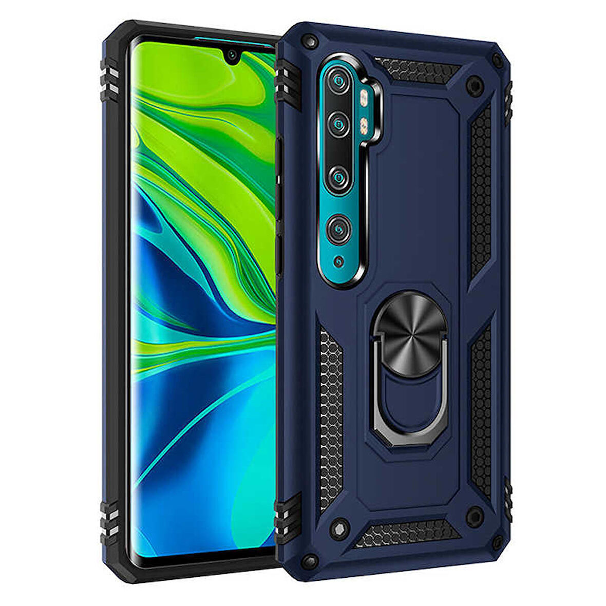 Xiaomi Mi Note 10 Uyumlu Kılıf Standlı Manyetik Yüzüklü Military Ring TPU Cover