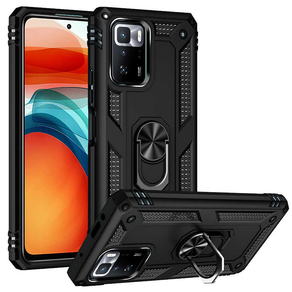 Xiaomi Poco X3 GT Uyumlu Kılıf Standlı Manyetik Yüzüklü Military Ring TPU Cover