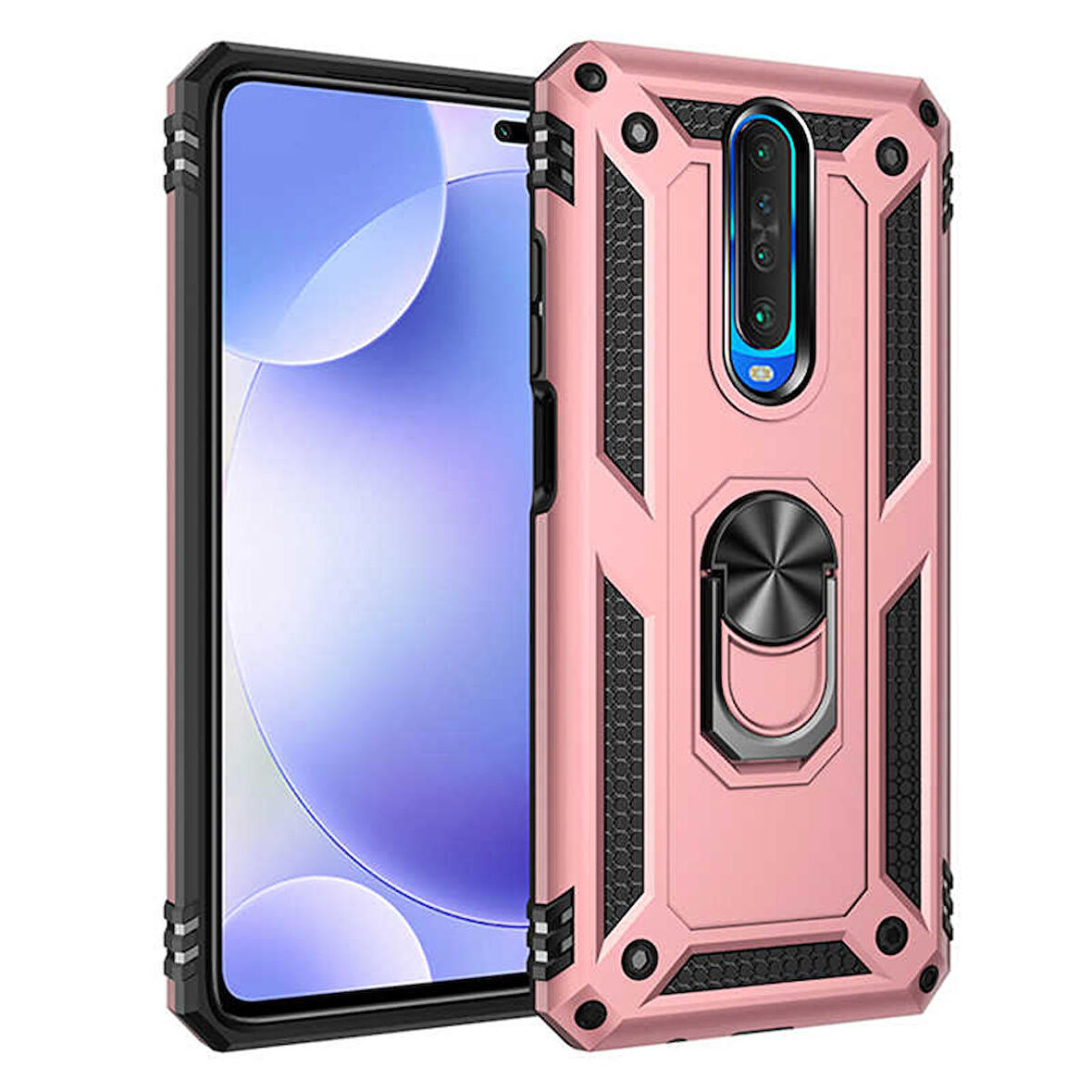 Xiaomi Redmi K30 Uyumlu Kılıf Standlı Manyetik Yüzüklü Military Ring TPU Cover