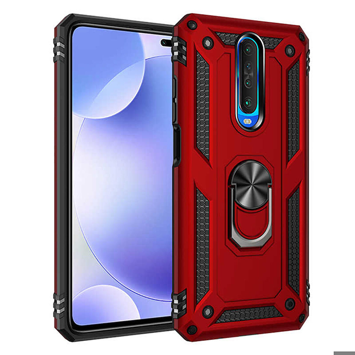 Xiaomi Redmi K30 Uyumlu Kılıf Standlı Manyetik Yüzüklü Military Ring TPU Cover