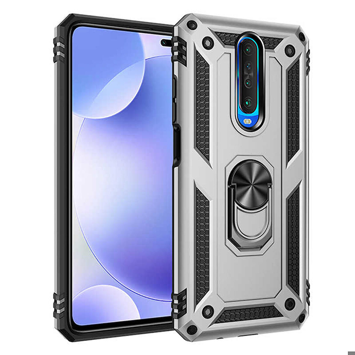 Xiaomi Redmi K30 Uyumlu Kılıf Standlı Manyetik Yüzüklü Military Ring TPU Cover